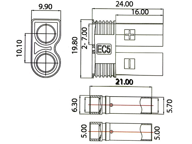 AMASS EC5コネクターオスメス1ペア