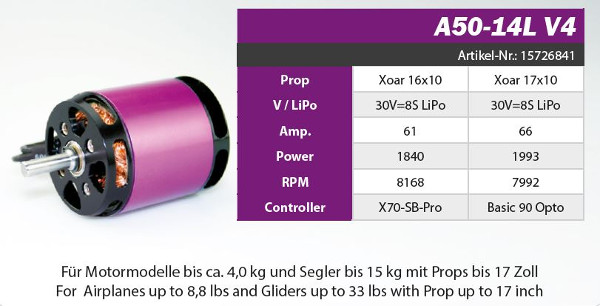 HACKER A50-14L V4 (KV 300) ブラシレスモーター