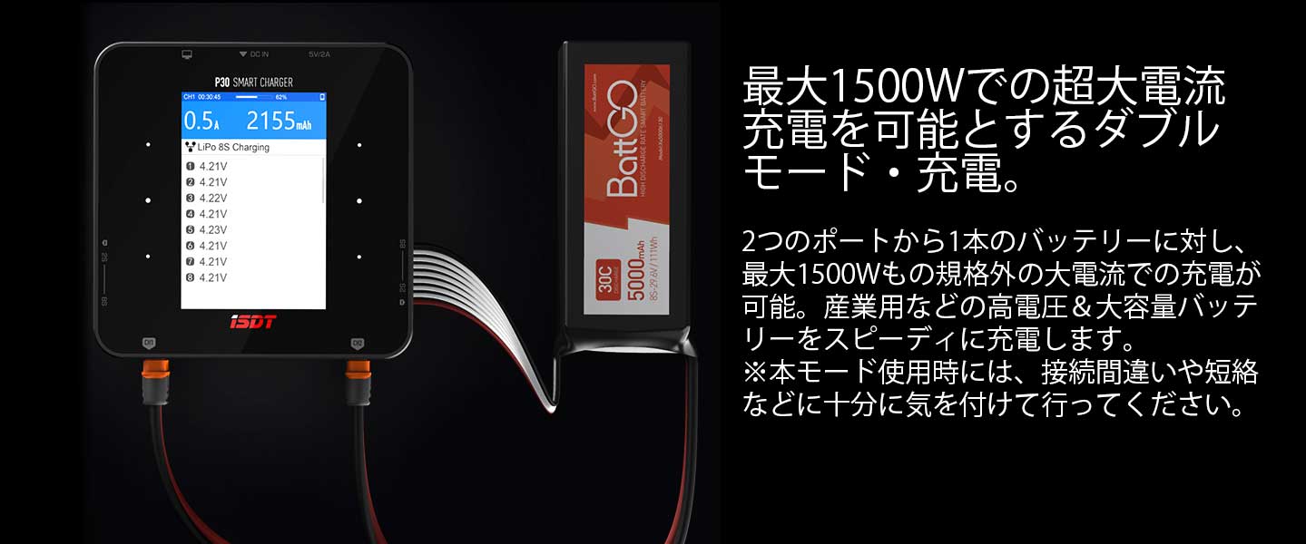 G-FORCE 1000W/30A DC充放電器（2系統） P30 Smart Charger　GDT112