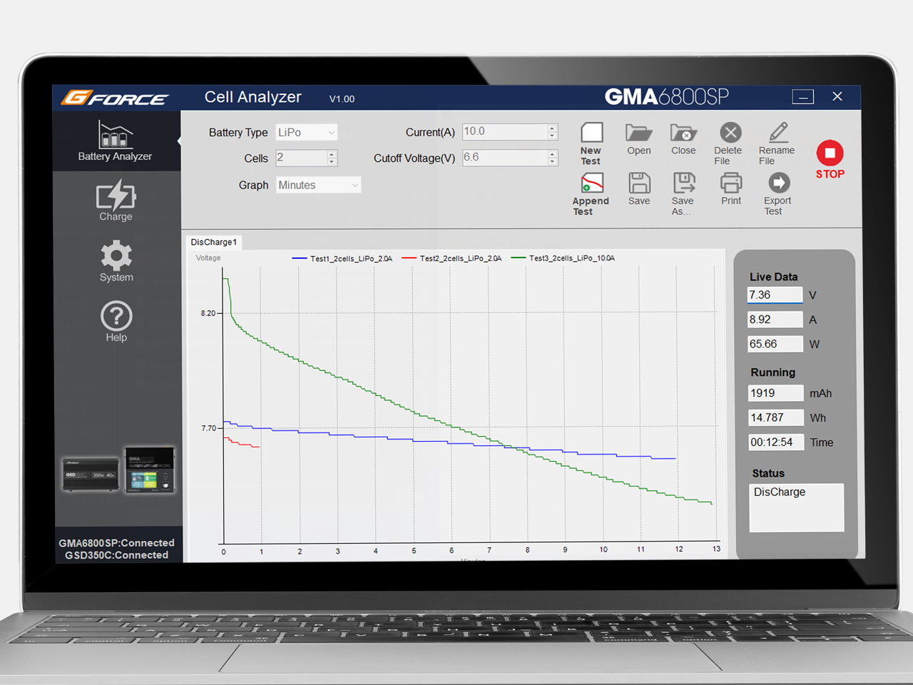 G-FORCE 最大350W/40Aの大電流放電器 GSD350C Discharger/Analyzer G0402 ジーフォース