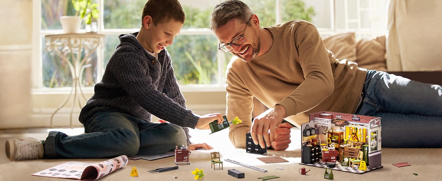 ROBOTIME DIYミニチュアハウスキット ガレージワークショップ DG165 Garage Workshop