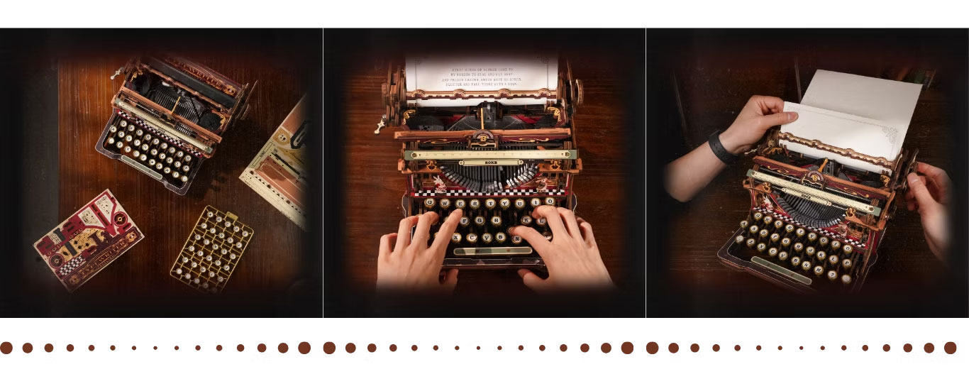 ROBOTIME DIYキット LK703C 機械式タイプライター（マジック・バージョン）Mechanical Typewriter (Magic version)