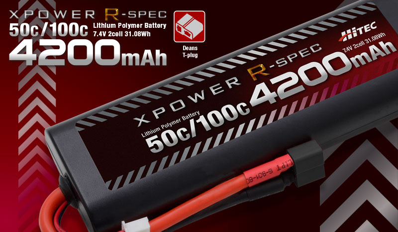 ハイテック XPOWER R-SPEC [エックスパワー Rスペック] Li-Po 7.4V 4200mAh 50C/100C XPR4200-RD-B（T型 ディーンズコネクター）