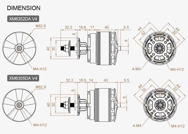 デュアルスカイ XM6355DA-25 V4 (205RPM/3480W) コンペティション アウトランナーブラシレスモーター